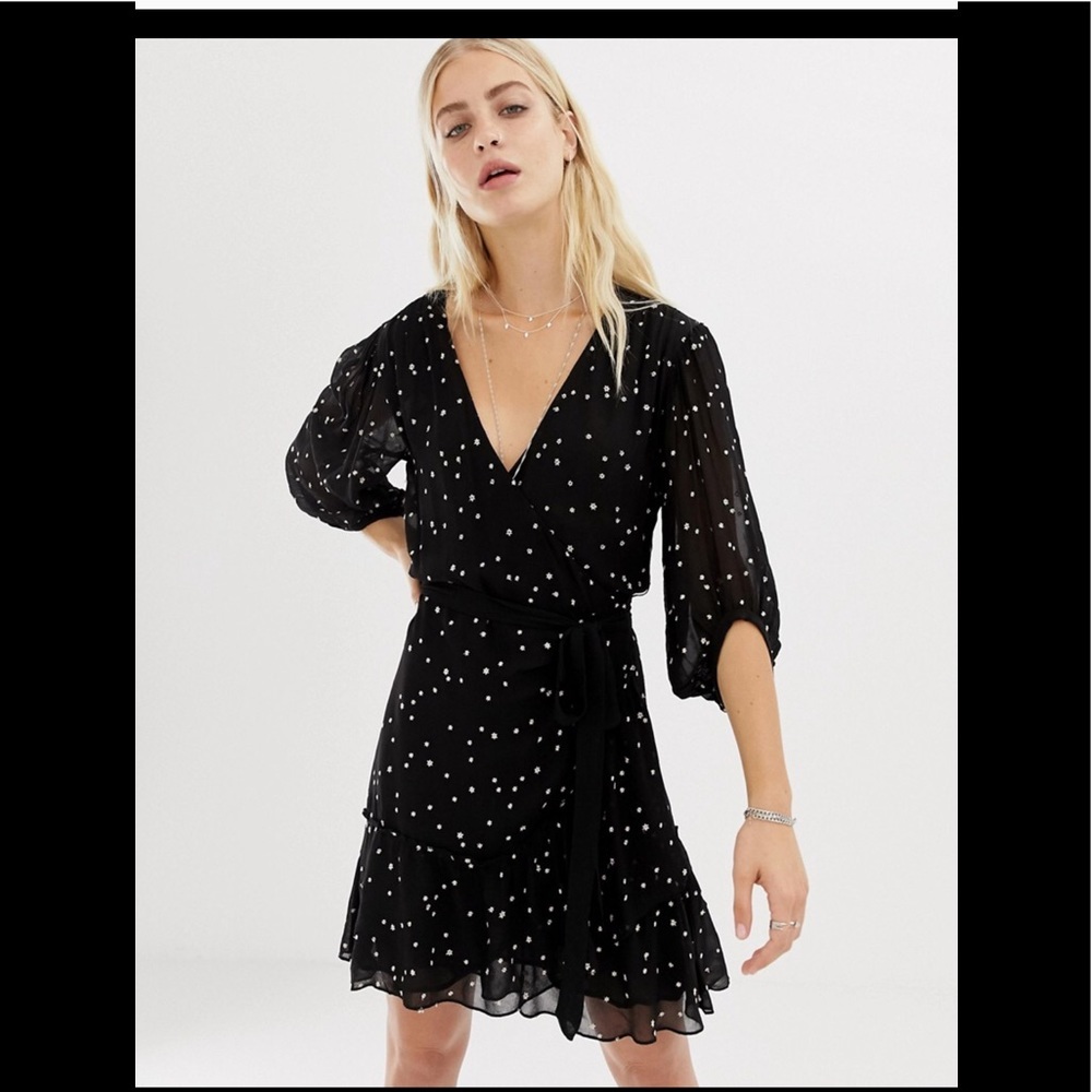 Allsaints wrap star black dress size XS new